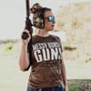 Grunt Style Messy Buns amp Guns  Womens TShirtWoodland Camo