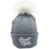 Grunt Style Fleece Lined Light Grey Pom Pom Beanie One Size Heather GreyGrunt Style Fleece Lined Light Grey Pom Pom Beanie One Size Heather Grey