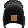 Grunt Style Leather Patch Cuffed Beanie (Black, One Size)