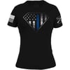 Grunt Style Blue Line Crest Womens TShirtBlack