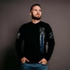 Grunt Style Blue Line Flag Long Sleeve TShirtBlack