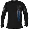 Grunt Style Blue Line Flag Long Sleeve TShirtBlack