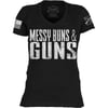 Grunt Style Messy Buns amp Guns Womens VNeck TShirtBlack