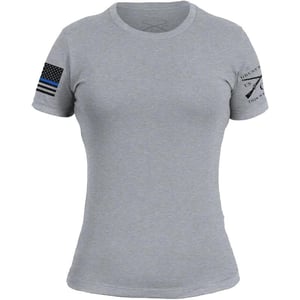 Grunt Style Blue Line Flag Basic Womens TShirt Dark Heather Grey SmallDark Heather Grey