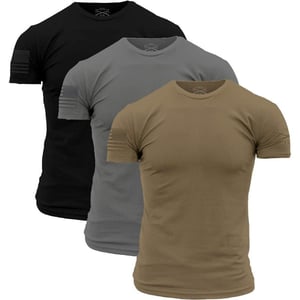 Grunt Style Ghost Basic Crew Mens TShirt3pack Heavy MetalTan499Black Small