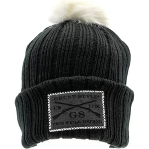 Grunt Style Logo Black Pompom Beanie Black One SizeGrunt Style Logo Black Pompom Beanie Black One Size