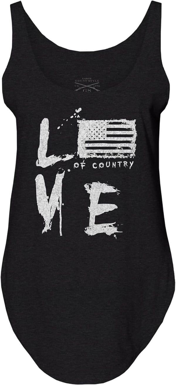 Grunt Style Love of Country Womens Flowy Tank TopBlack