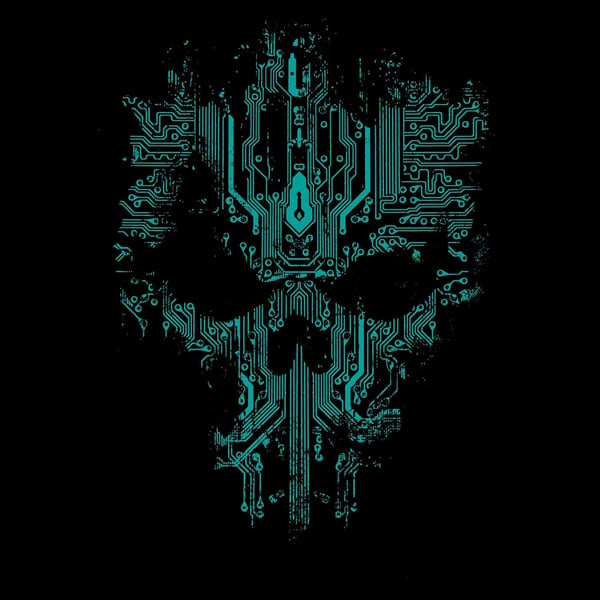 Circuit Skull Mens TShirtBlack