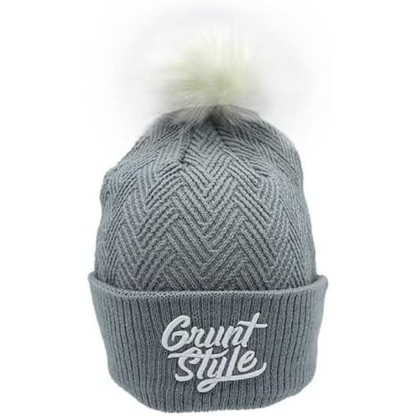 Grunt Style Fleece Lined Light Grey Pom Pom Beanie One Size Heather GreyGrunt Style Fleece Lined Light Grey Pom Pom Beanie One Size Heather Grey