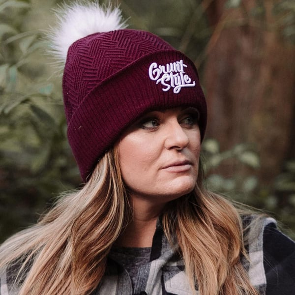 Grunt Style Fleece Lined Maroon Pom Pom Beanie One Size MaroonGrunt Style Fleece Lined Maroon Pom Pom Beanie One Size Maroon