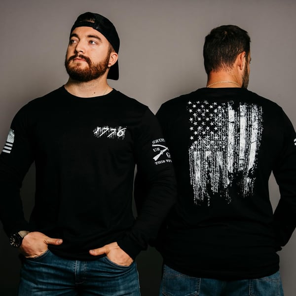 Grunt Style 1776 Flag Long Sleeve TShirtBlack