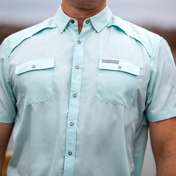 Grunt Style Fishing Shirt Short Sleeve Button DownSeafoam