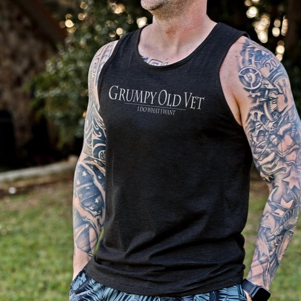 imageGrunt Style Grumpy Old Vet Mens Tank TopBlack