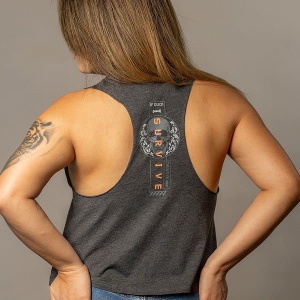 imageGrunt Style I Survive Racerback Womens Cropped TankHeather Gray