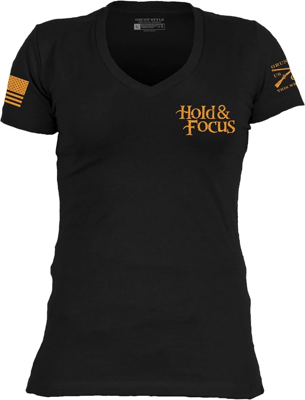 Grunt Style Hold and Focus Womens VNeck TShirtBlack