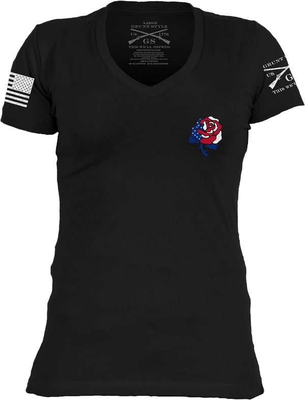 Grunt Style Freedom Rose Womens VNeck TShirtBlack