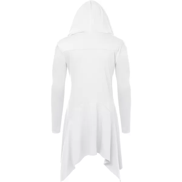 COOFANDY Long Hooded Cardigan Ruffle Shawl Collar Open Front Lightweight Drape Cape Overcoat with Pockets