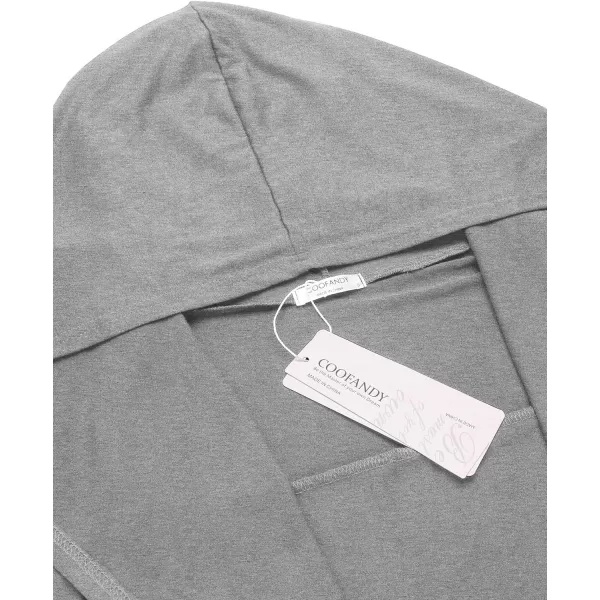 COOFANDY Long Hooded Cardigan Ruffle Shawl Collar Open Front Lightweight Drape Cape Overcoat with Pockets
