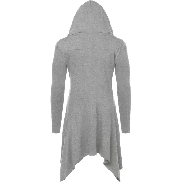 COOFANDY Long Hooded Cardigan Ruffle Shawl Collar Open Front Lightweight Drape Cape Overcoat with Pockets