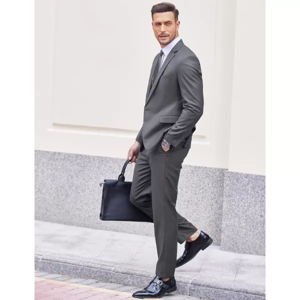 COOFANDY Men 2 Piece Suits Two Button Blazer Jacket Tuxedo Slim Fit Suit Pant