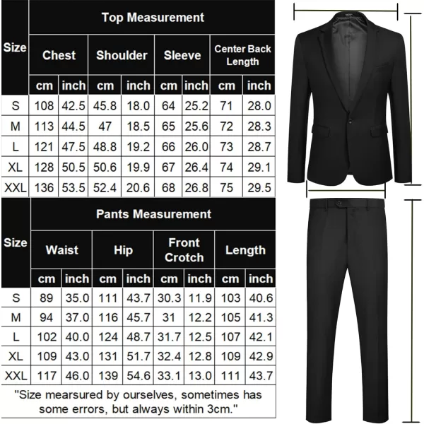 COOFANDY Men 2 Piece Suits Two Button Blazer Jacket Tuxedo Slim Fit Suit Pant