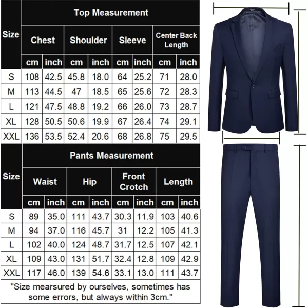 COOFANDY Men 2 Piece Suits Two Button Blazer Jacket Tuxedo Slim Fit Suit Pant