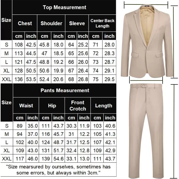 COOFANDY Men 2 Piece Suits Two Button Blazer Jacket Tuxedo Slim Fit Suit Pant