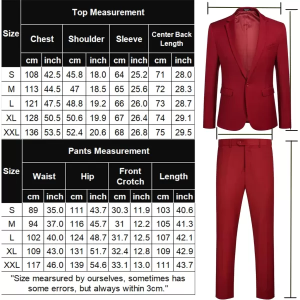 COOFANDY Men 2 Piece Suits Two Button Blazer Jacket Tuxedo Slim Fit Suit Pant