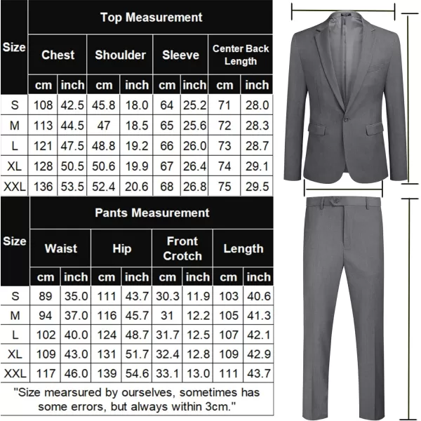COOFANDY Men 2 Piece Suits Two Button Blazer Jacket Tuxedo Slim Fit Suit Pant