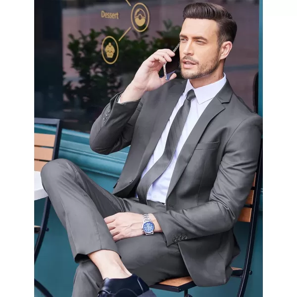 COOFANDY Men 2 Piece Suits Two Button Blazer Jacket Tuxedo Slim Fit Suit Pant