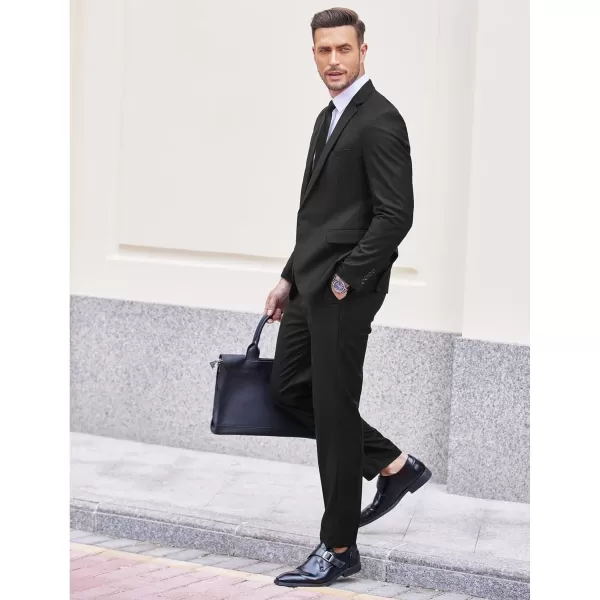 COOFANDY Men 2 Piece Suits Two Button Blazer Jacket Tuxedo Slim Fit Suit Pant