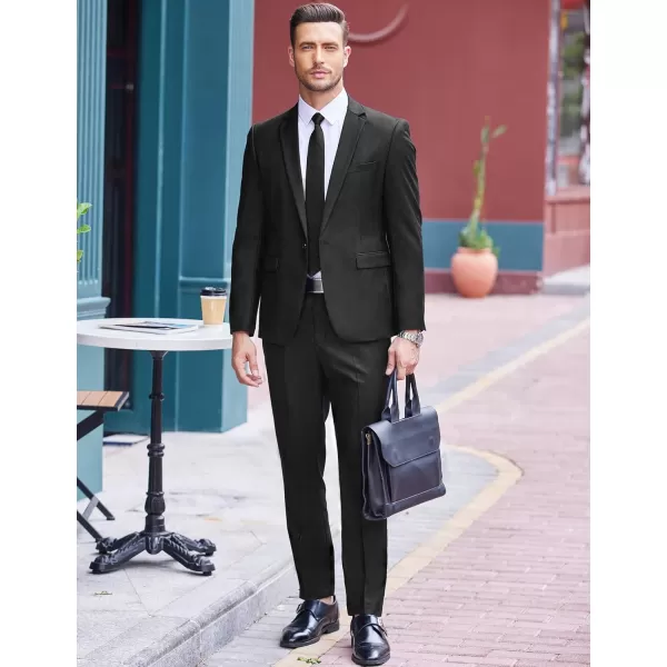 COOFANDY Men 2 Piece Suits Two Button Blazer Jacket Tuxedo Slim Fit Suit Pant