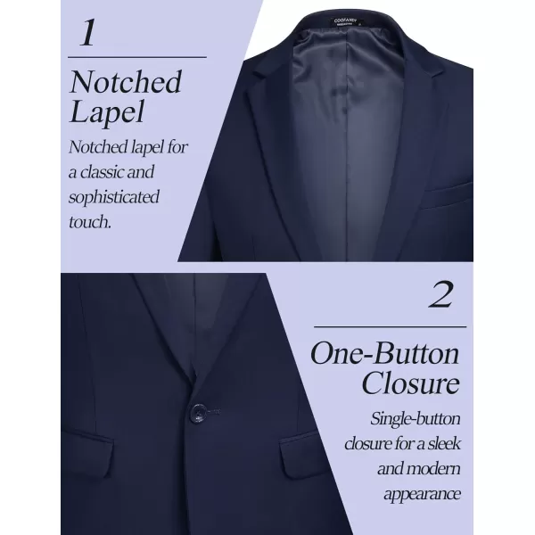 COOFANDY Men 2 Piece Suits Two Button Blazer Jacket Tuxedo Slim Fit Suit Pant