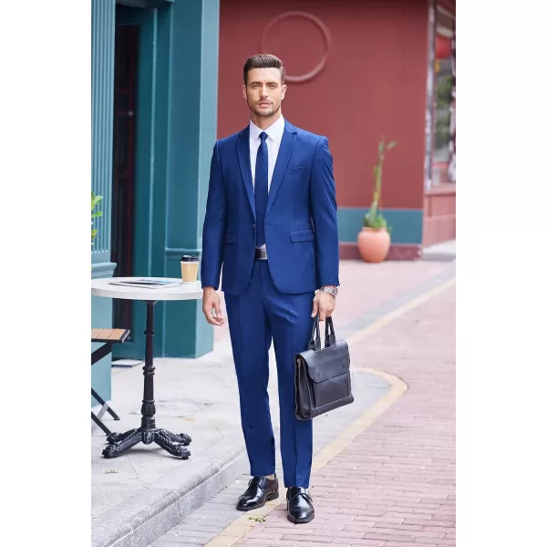 COOFANDY Men 2 Piece Suits Two Button Blazer Jacket Tuxedo Slim Fit Suit Pant