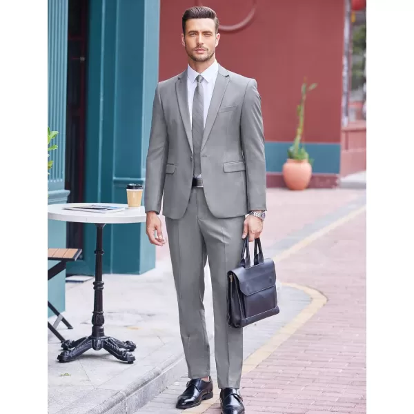 COOFANDY Men 2 Piece Suits Two Button Blazer Jacket Tuxedo Slim Fit Suit Pant