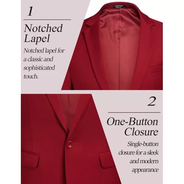 COOFANDY Men 2 Piece Suits Two Button Blazer Jacket Tuxedo Slim Fit Suit Pant