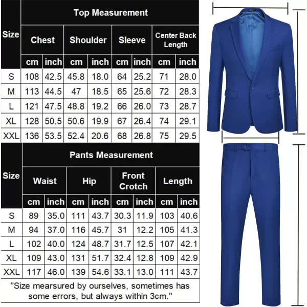 COOFANDY Men 2 Piece Suits Two Button Blazer Jacket Tuxedo Slim Fit Suit Pant