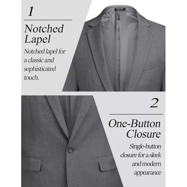 COOFANDY Men 2 Piece Suits Two Button Blazer Jacket Tuxedo Slim Fit Suit Pant