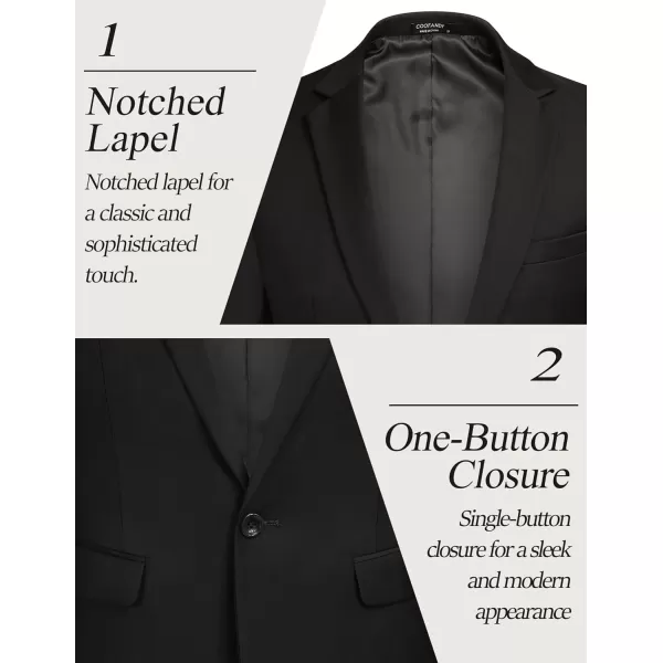 COOFANDY Men 2 Piece Suits Two Button Blazer Jacket Tuxedo Slim Fit Suit Pant