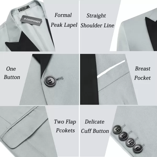COOFANDY Men 3 Piece Suit Slim Fit Tuxedo One Button Prom Suits Blazer Jacket Vest Pants with Tie