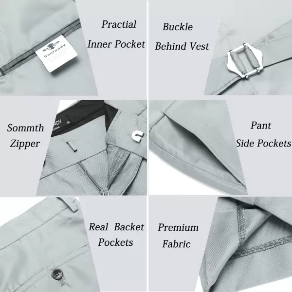 COOFANDY Men 3 Piece Suit Slim Fit Tuxedo One Button Prom Suits Blazer Jacket Vest Pants with Tie