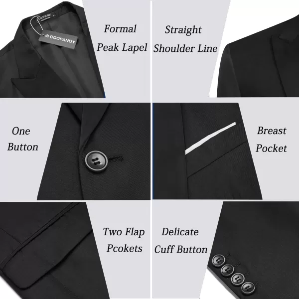 COOFANDY Men 3 Piece Suit Slim Fit Tuxedo One Button Prom Suits Blazer Jacket Vest Pants with Tie