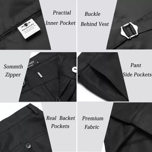 COOFANDY Men 3 Piece Suit Slim Fit Tuxedo One Button Prom Suits Blazer Jacket Vest Pants with Tie