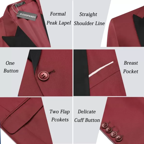 COOFANDY Men 3 Piece Suit Slim Fit Tuxedo One Button Prom Suits Blazer Jacket Vest Pants with Tie