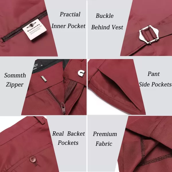 COOFANDY Men 3 Piece Suit Slim Fit Tuxedo One Button Prom Suits Blazer Jacket Vest Pants with Tie