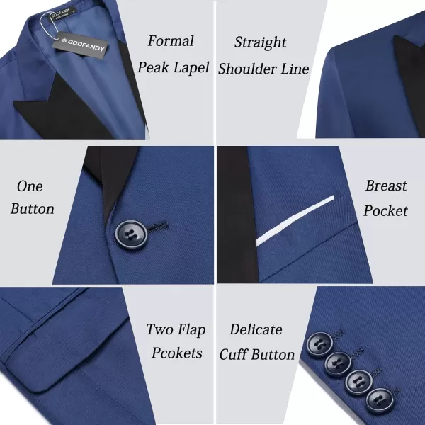 COOFANDY Men 3 Piece Suit Slim Fit Tuxedo One Button Prom Suits Blazer Jacket Vest Pants with Tie