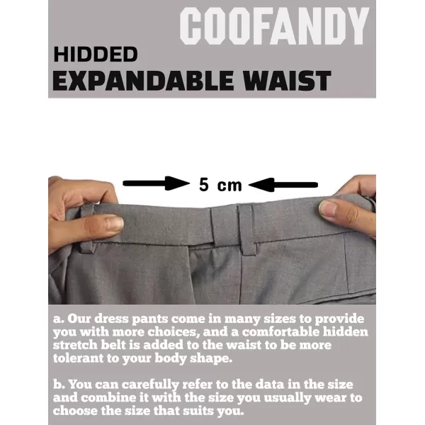COOFANDY Men Classic Fit Dress Pant Casual Flat Front Pant Expandable Waist Suit Pant