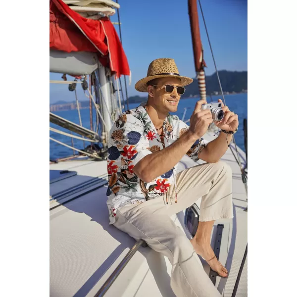 COOFANDY Men Cotton Linen Shirts Lace Up Short Sleeve Beach Shirts V Neck Hippie Yoga Boho Renaissance Tunic