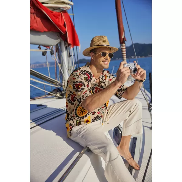 COOFANDY Men Cotton Linen Shirts Lace Up Short Sleeve Beach Shirts V Neck Hippie Yoga Boho Renaissance Tunic