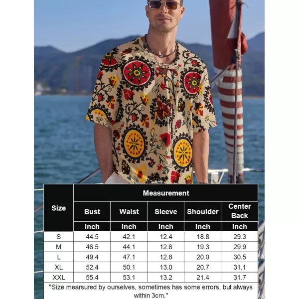 COOFANDY Men Cotton Linen Shirts Lace Up Short Sleeve Beach Shirts V Neck Hippie Yoga Boho Renaissance Tunic